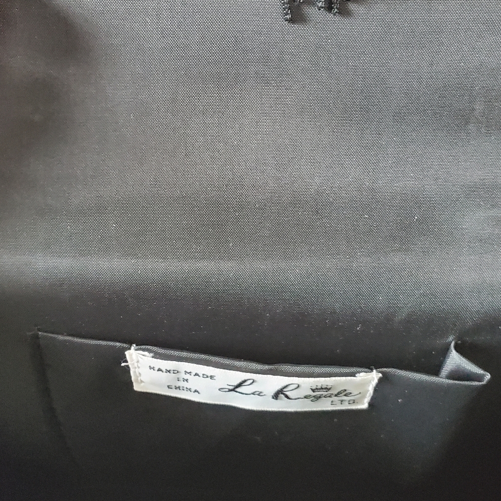 La Regale  Black Satin Evening Bag with Tassel - Picture 4 of 14